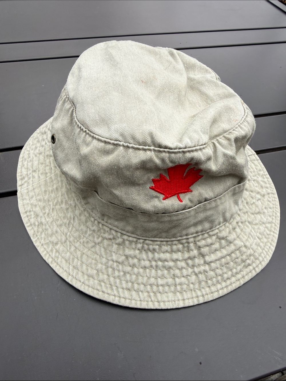 Vintage E X Beige Cotton Bucket Hat - 100% cotton